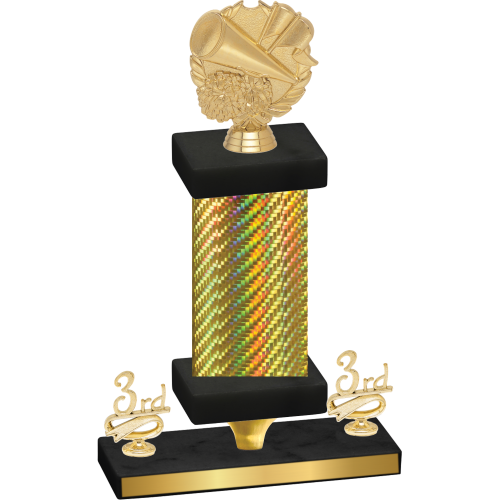 Premium Single Gold Carbon Fiber Third Place Cheerleading Trophy