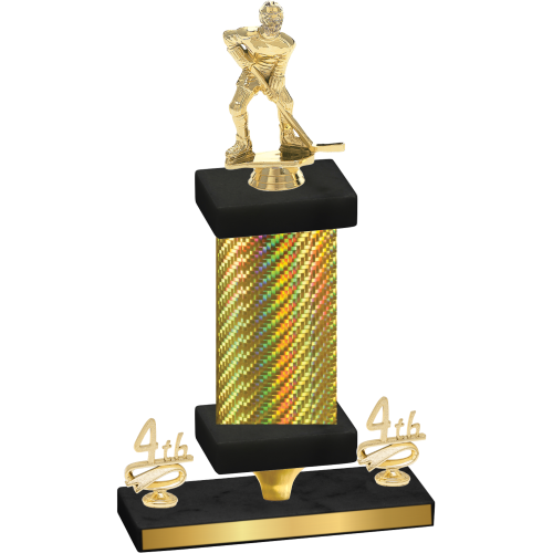 Premium Single Gold Carbon Fiber Fourth Place Hockey Trophy