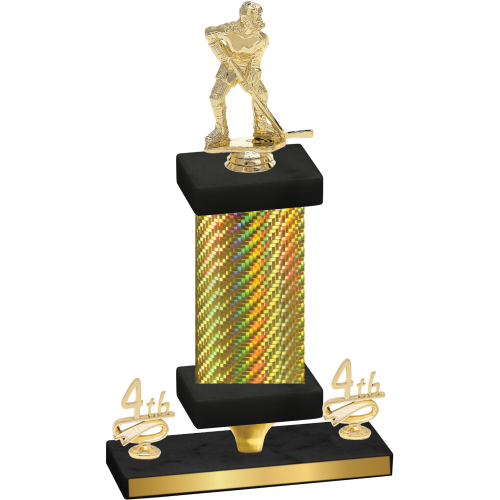 Premium Single Gold Carbon Fiber Fourth Place Hockey Trophy