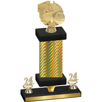 Premium Single Gold Carbon Fiber Year Basketball Trophy