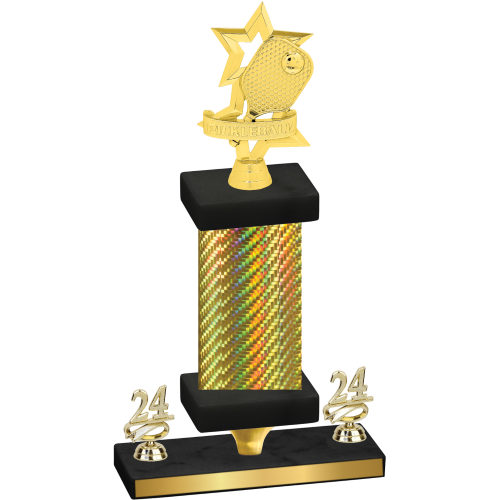 Premium Single Gold Carbon Fiber Year Pickleball Trophy