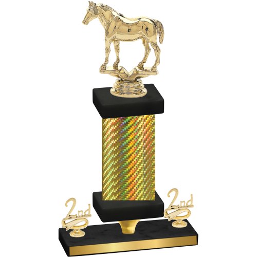 Premium Single Gold Carbon Fiber Second Place Horses Trophy