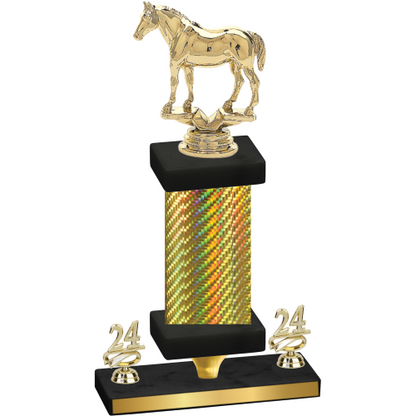 Premium Single Gold Carbon Fiber Year Horses Trophy