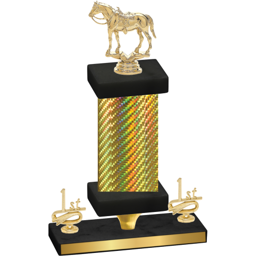 Premium Single Gold Carbon Fiber First Place Horses Trophy