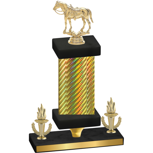 Premium Single Gold Carbon Fiber Victory Horses Trophy