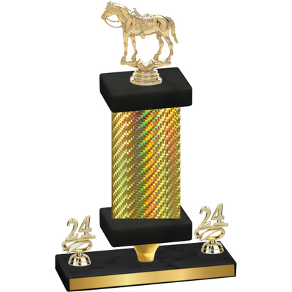 Premium Single Gold Carbon Fiber Year Horses Trophy
