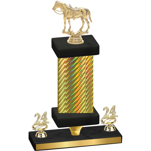 Premium Single Gold Carbon Fiber Year Horses Trophy