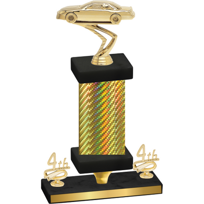 Premium Single Gold Carbon Fiber Fourth Place Cars Trophy