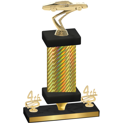 Premium Single Gold Carbon Fiber Fourth Place Cars Trophy
