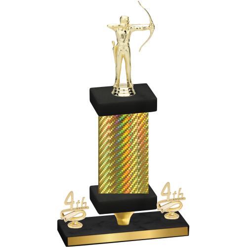 Premium Single Gold Carbon Fiber Fourth Place Archery Trophy