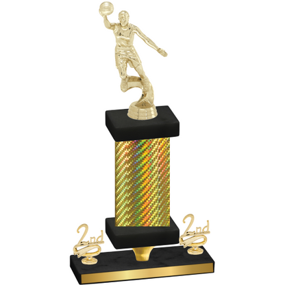 Premium Single Gold Carbon Fiber Second Place Basketball Trophy