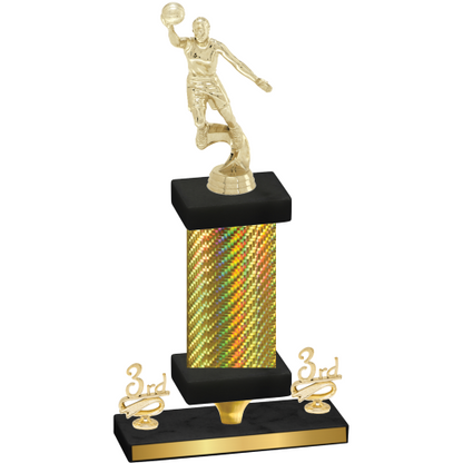 Premium Single Gold Carbon Fiber Third Place Basketball Trophy