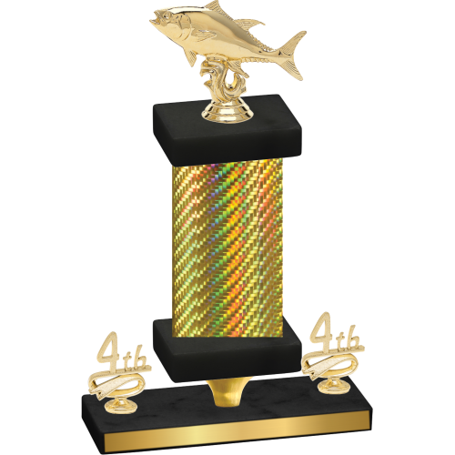 Premium Single Gold Carbon Fiber Fourth Place Fishing Trophy