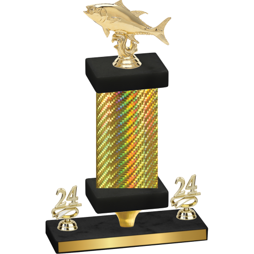Premium Single Gold Carbon Fiber Year Fishing Trophy