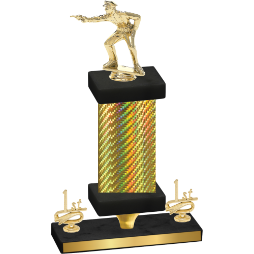 Premium Single Gold Carbon Fiber First Place Shooter Trophy