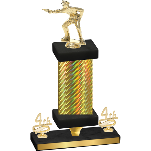 Premium Single Gold Carbon Fiber Fourth Place Shooter Trophy