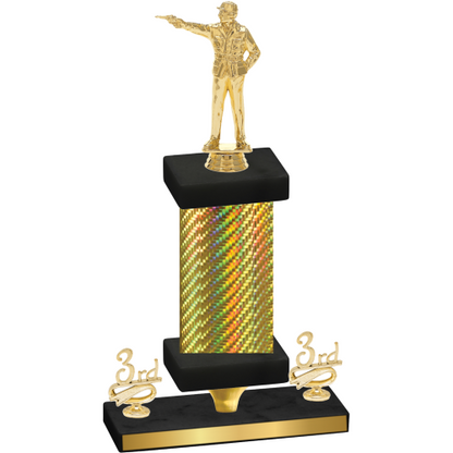 Premium Single Gold Carbon Fiber Third Place Shooter Trophy
