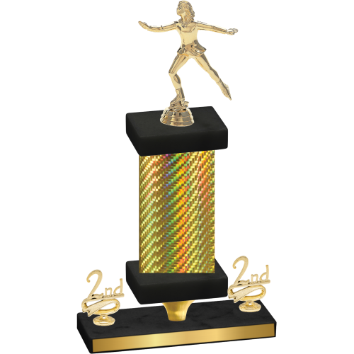 Premium Single Gold Carbon Fiber Second Place Skater Trophy
