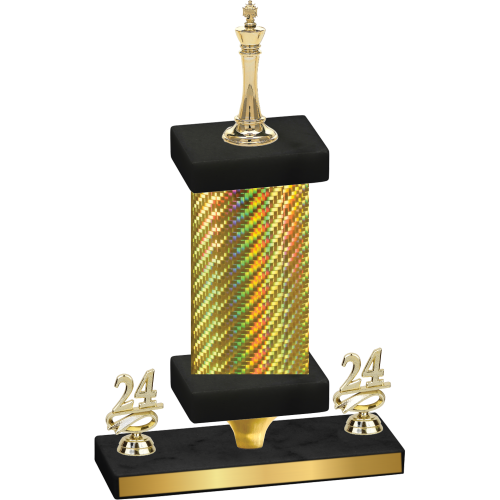 Premium Single Gold Carbon Fiber Year Chess Trophy