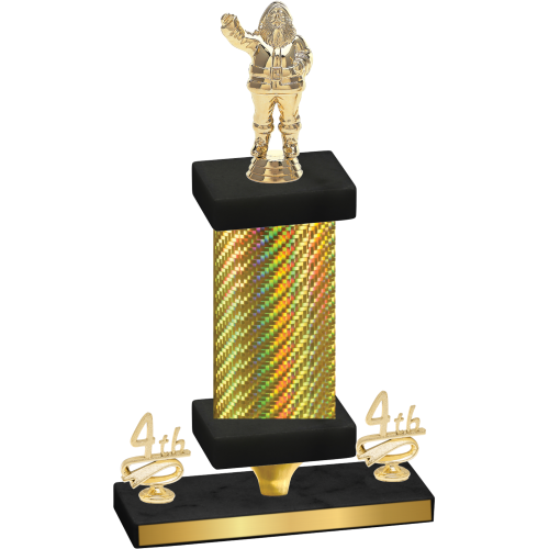 Premium Single Gold Carbon Fiber Fourth Place Holiday Trophy