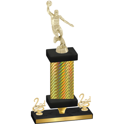 Premium Single Gold Carbon Fiber Second Place Basketball Trophy