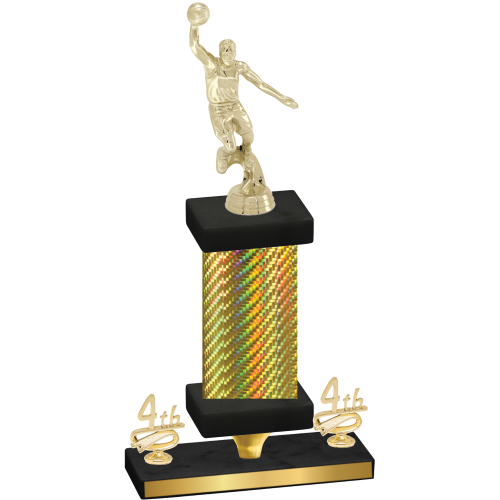 Premium Single Gold Carbon Fiber Fourth Place Basketball Trophy