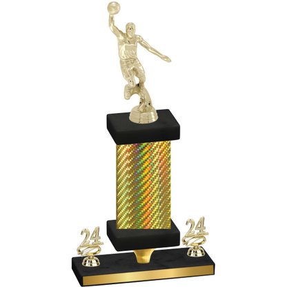 Premium Single Gold Carbon Fiber Year Basketball Trophy