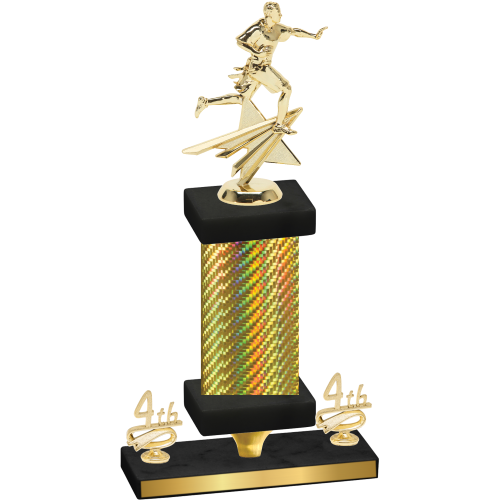 Premium Single Gold Carbon Fiber Fourth Place Flag Football Trophy