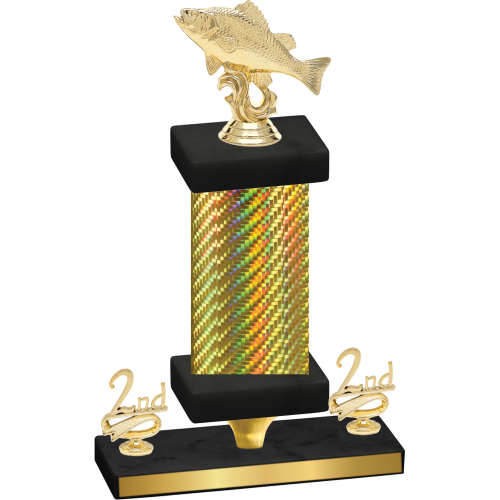 Premium Single Gold Carbon Fiber Second Place Fishing Trophy