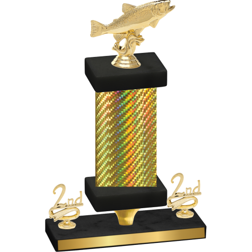 Premium Single Gold Carbon Fiber Second Place Fishing Trophy