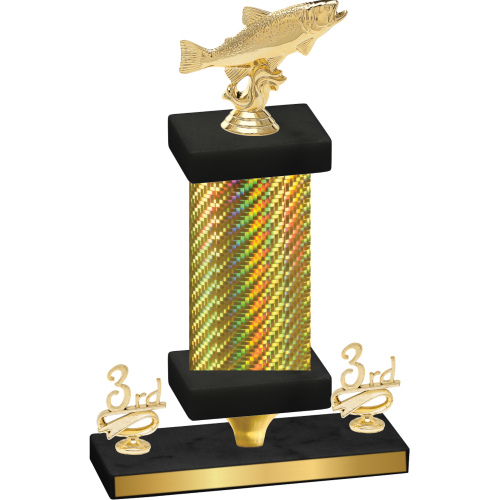 Premium Single Gold Carbon Fiber Third Place Fishing Trophy