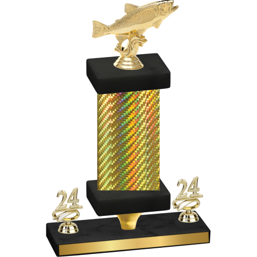 Premium Single Gold Carbon Fiber Year Fishing Trophy