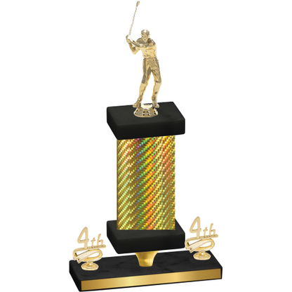 Premium Single Gold Carbon Fiber Fourth Place Golf Trophy
