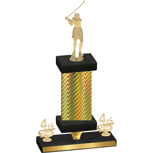 Premium Single Gold Carbon Fiber Fourth Place Golf Trophy