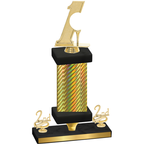 Premium Single Gold Carbon Fiber Second Place Golf Trophy