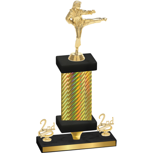 Premium Single Gold Carbon Fiber Second Place Karate Trophy