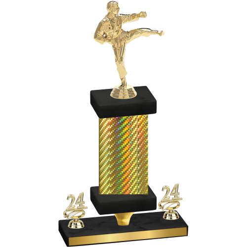 Premium Single Gold Carbon Fiber Year Karate Trophy