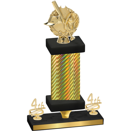 Premium Single Gold Carbon Fiber Fourth Place Baseball Trophy