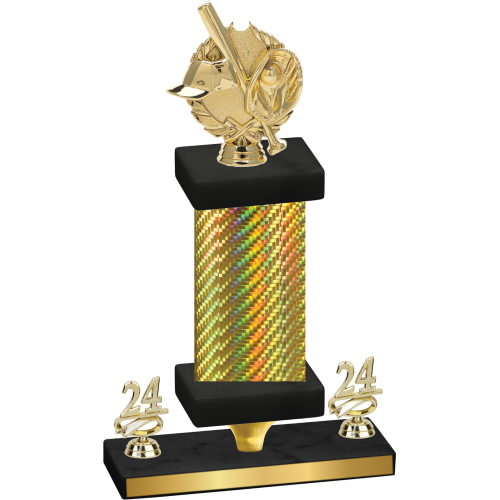 Premium Single Gold Carbon Fiber Year Baseball Trophy