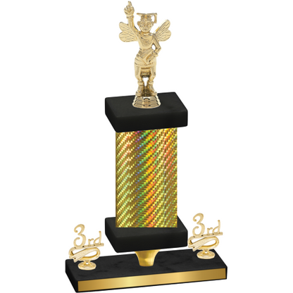 Premium Single Gold Carbon Fiber Third Place Academics Trophy