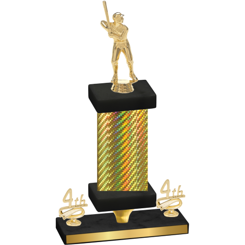 Premium Single Gold Carbon Fiber Fourth Place Baseball Trophy