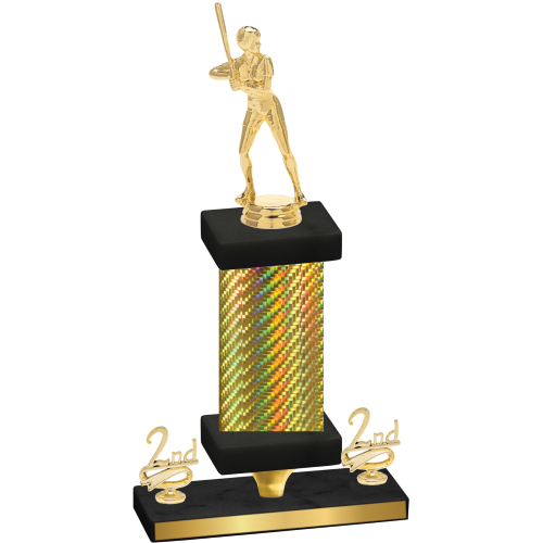 Premium Single Gold Carbon Fiber Second Place Softball Trophy