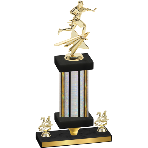 Premium Single Silver Glacier Year Flag Football Trophy