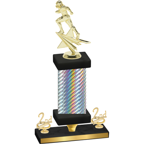 Premium Single Silver Carbon Fiber Second Place Football Trophy