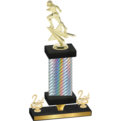 Premium Single Silver Carbon Fiber Second Place Football Trophy