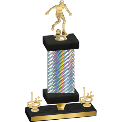 Premium Single Silver Carbon Fiber First Place Soccer Trophy