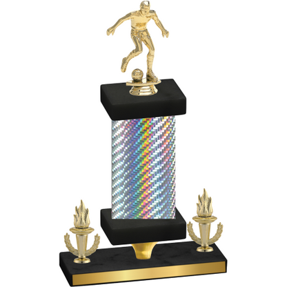 Premium Single Silver Carbon Fiber Victory Soccer Trophy