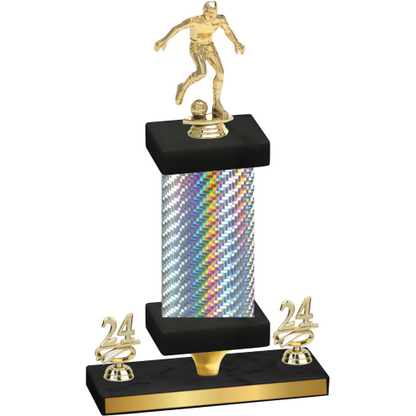 Premium Single Silver Carbon Fiber Year Soccer Trophy