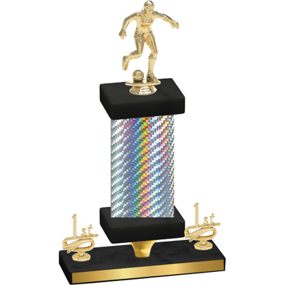 Premium Single Silver Carbon Fiber First Place Soccer Trophy