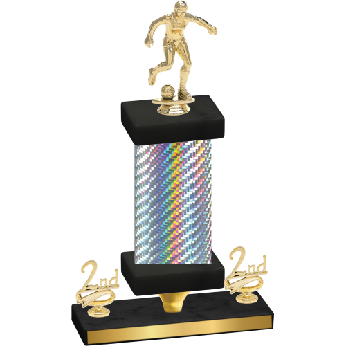 Premium Single Silver Carbon Fiber Second Place Soccer Trophy